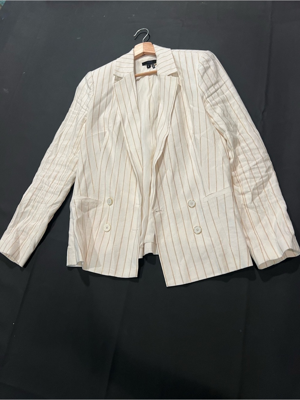 PAIGE Cream Blazer with Tan Pinstripes